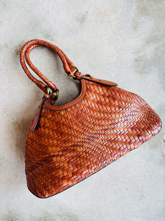 Cole Haan Genevieve Woven Leather Itrecciato Triangle Bag