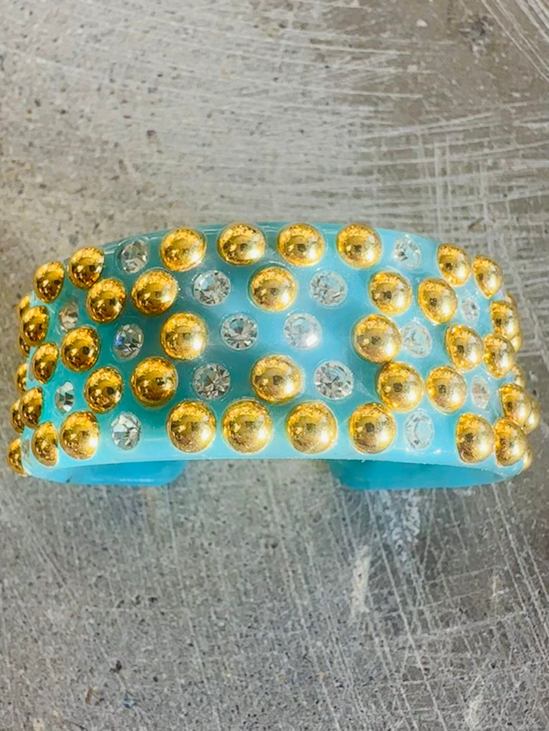 Vintage Bakelite & Rhinestone Hard Cuff