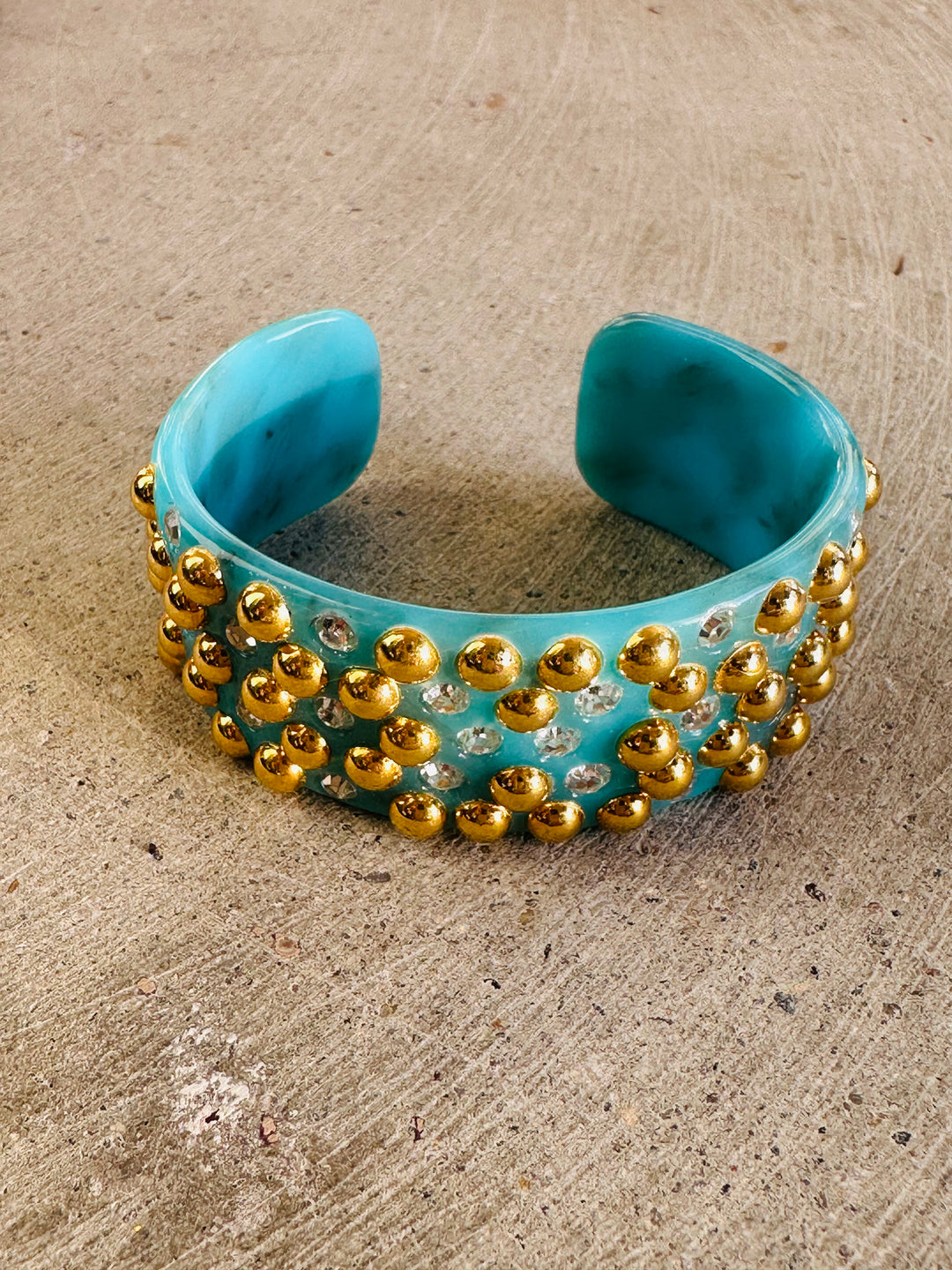 Vintage Bakelite & Rhinestone Hard Cuff