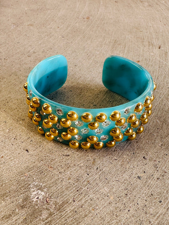 Vintage Bakelite & Rhinestone Hard Cuff