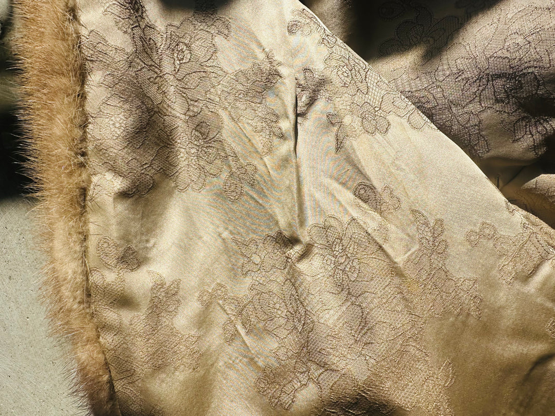 Vintage Joseph Palanker & Sons Pastel Mink Stole w Silk Floral Lining