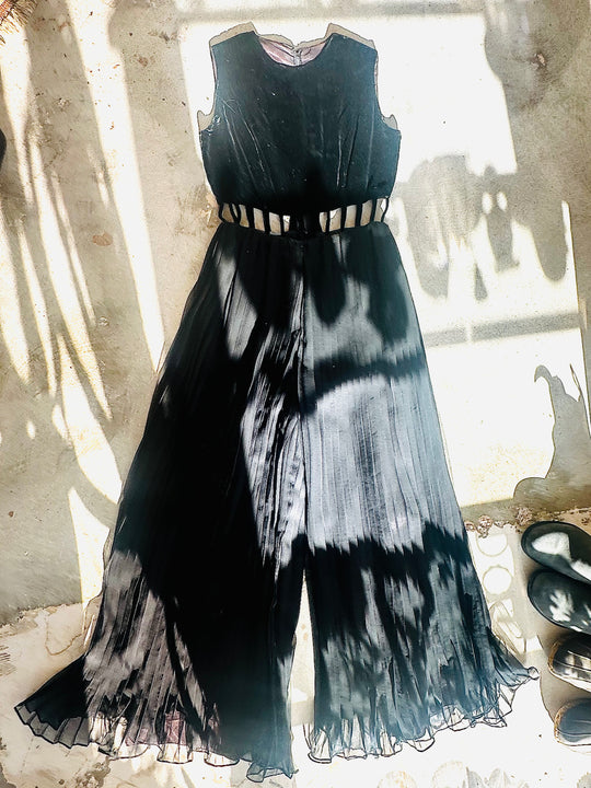 Vintage Black Velvet Palazzo Jumpsuit