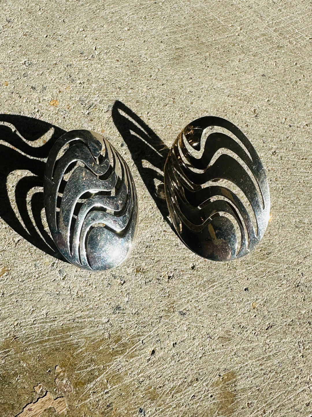 Vintage Sterling Silver Wave Earrings