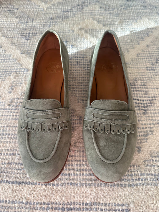Botti Sage Green Suede Loafers Made in Italy, Sz 37 (7)