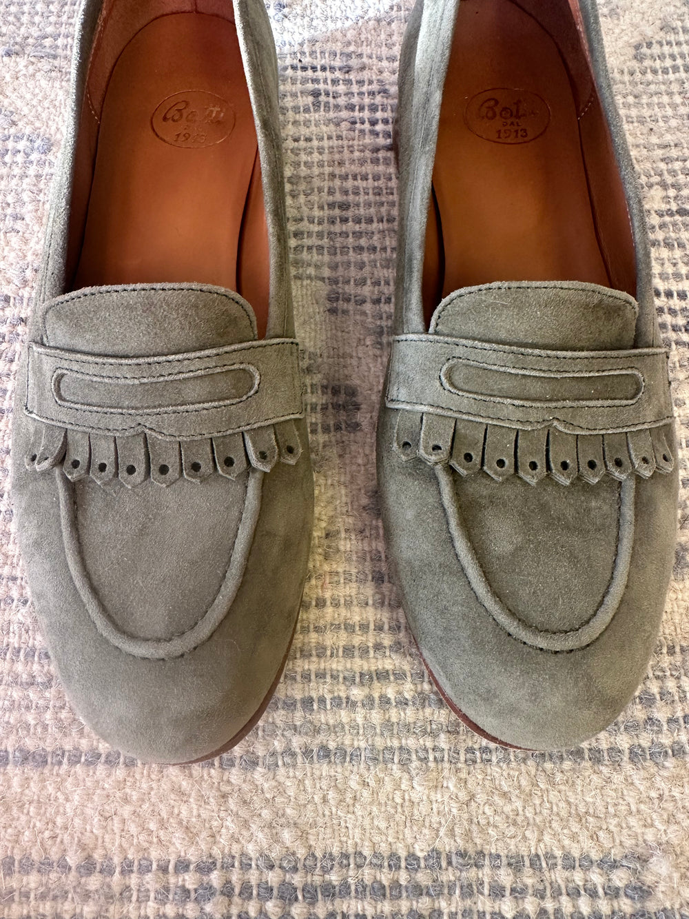 Botti Sage Green Suede Loafers Made in Italy, Sz 37 (7)