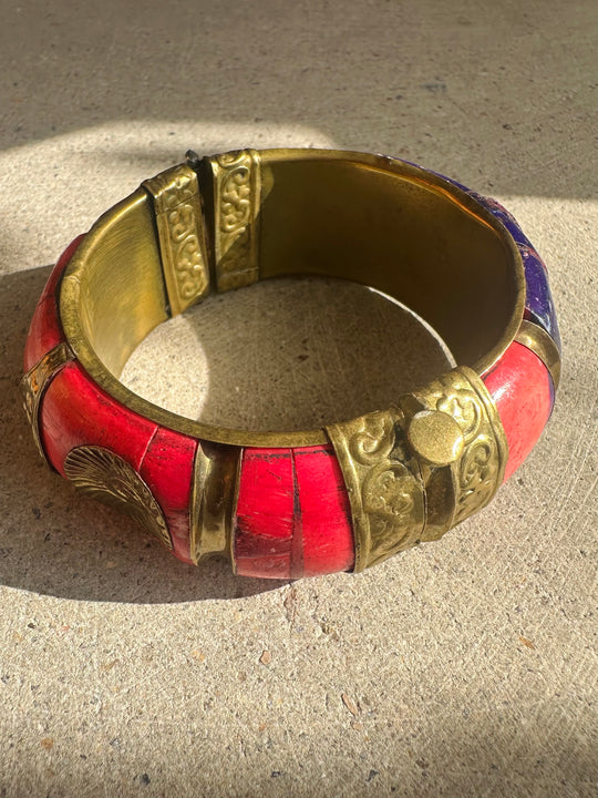 1960s Pink & Purple Bone Bangle