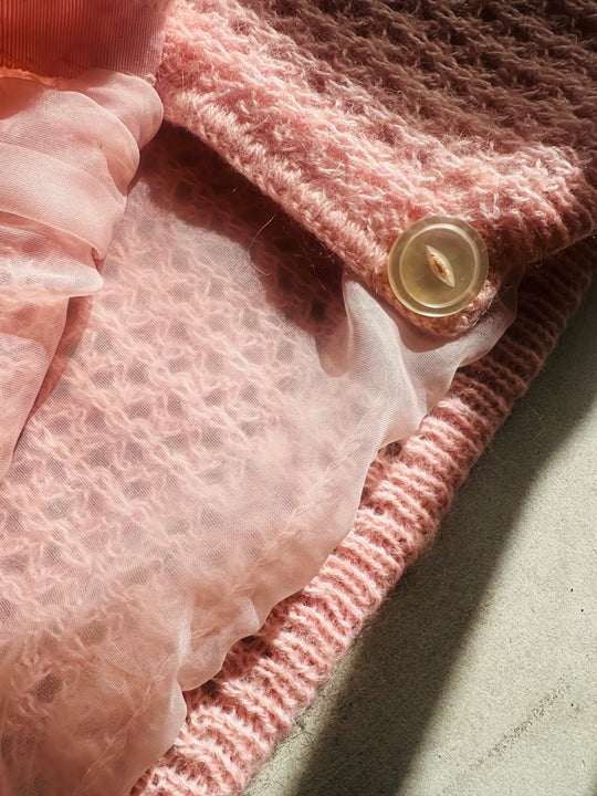 Vintage Saks Pink Wool Sweater,  Sz M