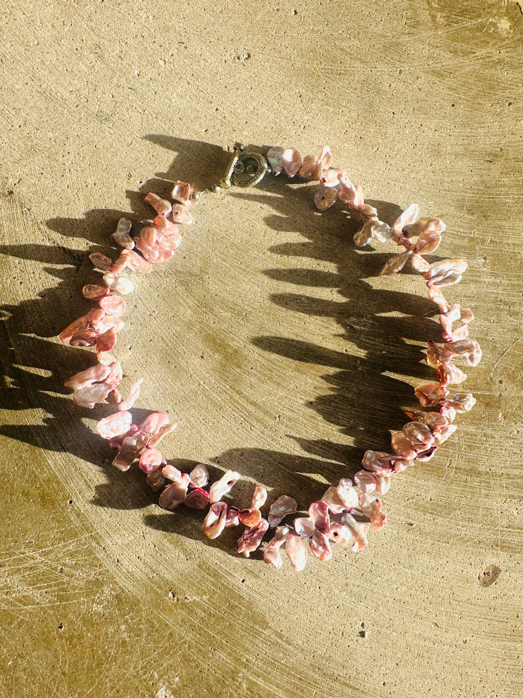Pink Baroque Freshwater Pearl Neckace with Clasp