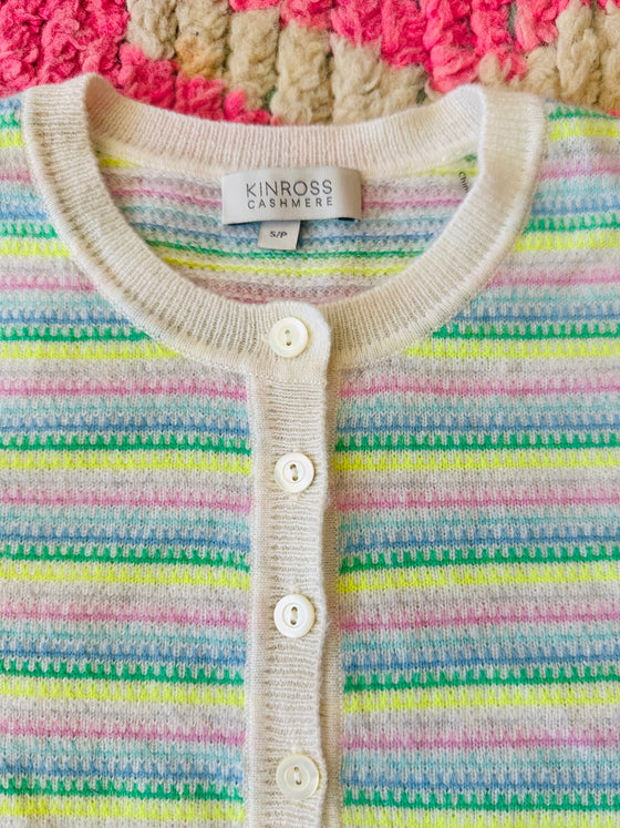 Kinross Cashmere Micro Stripe Henley, Sz S/P