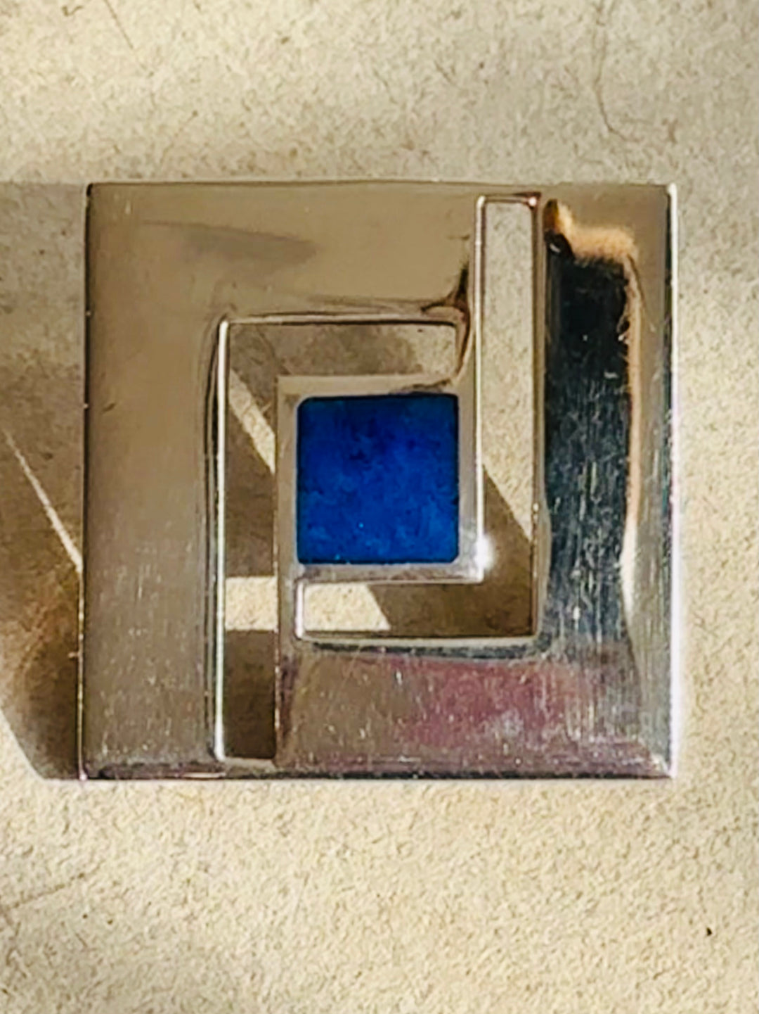 Vintage Brutalist Sterling Silver & Lapis Earrings